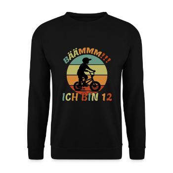 12 Jahre Zwölf Bmx Fahrrad 12 Geburtstag - Unisex Pullover - Schwarz - Vorne - Alina (178cm) & Michal (187cm)