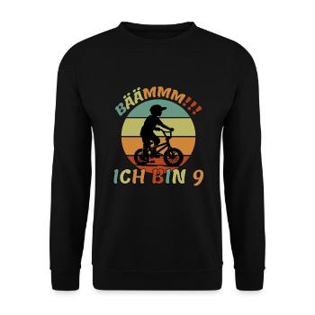 9 Jahre Bmx 9 Geburtstag Fahrrad Kindergeburtstag - Unisex Pullover - Schwarz - Vorne - Alina (178cm) & Michal (187cm)