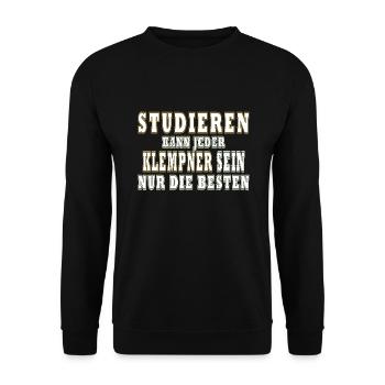 Klempner Studiere kann jeder - Unisex Pullover - Schwarz - Vorne - Alina (178cm) & Michal (187cm)