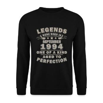 30th birthday 1994 Legendary since September 1994 - Unisex Sweatshirt - black - Front - Alina (178cm) & Michal (187cm)