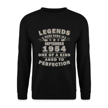 September 1954 Geschenk gebaut September 1954 - Unisex Pullover - Schwarz - Vorne - Alina (178cm) & Michal (187cm)