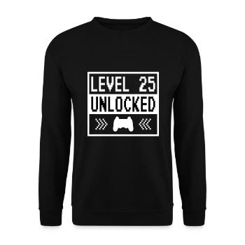 25. Geburtstag Level 25 unlocked - Unisex Pullover - Schwarz - Vorne - Alina (178cm) & Michal (187cm)