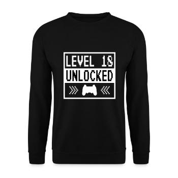 Level 18 Unlocked - Unisex Sweatshirt - black - Front - Alina (178cm) & Michal (187cm)