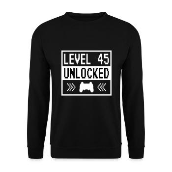 Level 45 Unlocked 45 Years Birthday Gift - Unisex Sweatshirt - black - Front - Alina (178cm) & Michal (187cm)