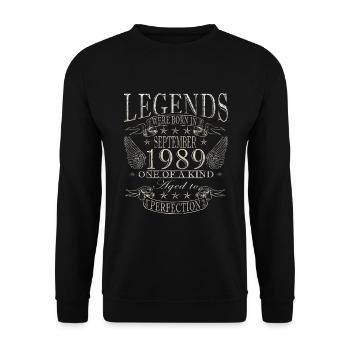 1989 Septembre Naissance Année de naissance - Sweat-shirt Unisexe - noir - Devant - Alina (178cm) & Michal (187cm)