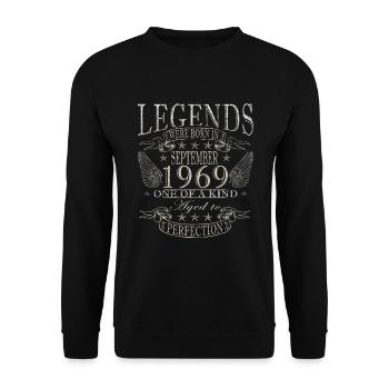 September 1969 Birthday Gift September 1969 - Unisex Sweatshirt - black - Front - Alina (178cm) & Michal (187cm)