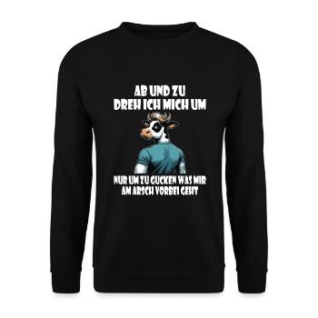 Kuh umdrehen - gucken was mir am Arsch vorbei geht - Unisex Pullover - Schwarz - Vorne - Alina (178cm) & Michal (187cm)