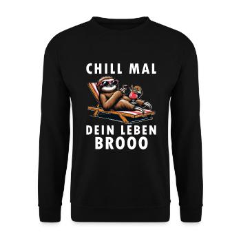 Faultier Chill Mal chilliges Faultier - Unisex Pullover - Schwarz - Vorne - Alina (178cm) & Michal (187cm)