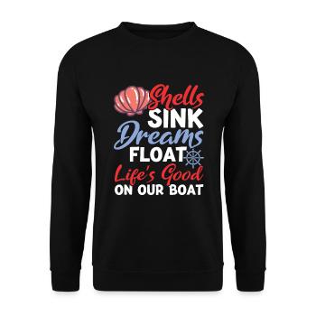 Boot Lustiger Boots Spruch Geschenk - Unisex Pullover - Schwarz - Vorne - Alina (178cm) & Michal (187cm)