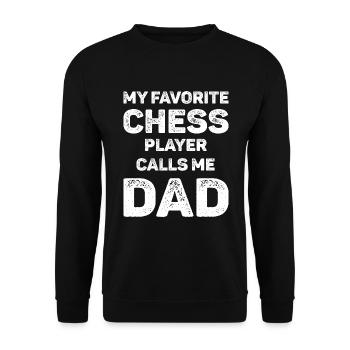 Mein Lieblingsschachspieler nennt mich Papa - Unisex Pullover - Schwarz - Vorne - Alina (178cm) & Michal (187cm)