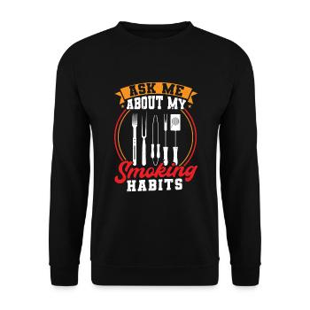 Grillmeister Geschenk Männer Spruch Smoker smoke - Unisex Pullover - Schwarz - Vorne - Alina (178cm) & Michal (187cm)
