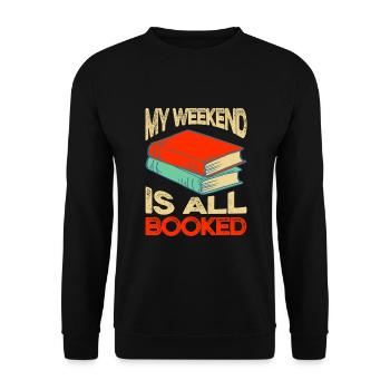 Buch Leser Buchliebhaber Bücher Lesen Geschenk - Unisex Pullover - Schwarz - Vorne - Alina (178cm) & Michal (187cm)