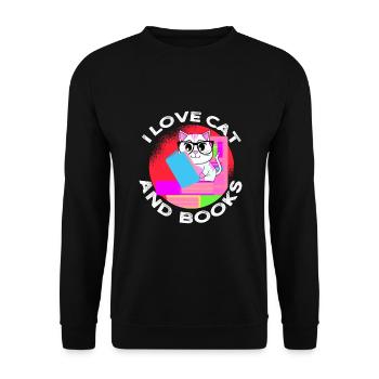 Buchliebhaber Lesefreund und Buchwurm - Unisex Pullover - Schwarz - Vorne - Alina (178cm) & Michal (187cm)