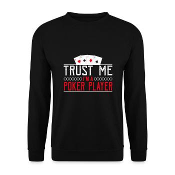 Poker Karten Pokern Casino Spruch - Unisex Pullover - Schwarz - Vorne - Alina (178cm) & Michal (187cm)