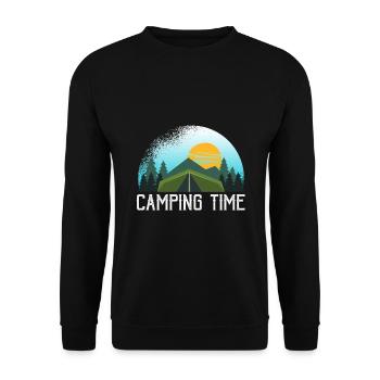 Campen Zelten Zelt Natur Geschenk - Unisex Pullover - Schwarz - Vorne - Alina (178cm) & Michal (187cm)