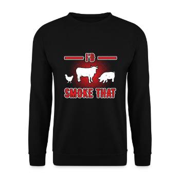 Ich smoke das - Retro Grillen Smoker - Unisex Pullover - Schwarz - Vorne - Alina (178cm) & Michal (187cm)