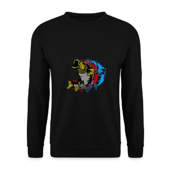 Fish of life! - Fishing Tshirt Zander Attack - Unisex Sweatshirt - black - Front - Alina (178cm) & Michal (187cm)