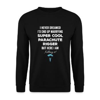 Lustiger Fallschirmspringer Spruch Skydiving - Unisex Pullover - Schwarz - Vorne - Alina (178cm) & Michal (187cm)