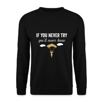 Retro Parachute Skydiving Skydiving - Unisex Sweatshirt - black - Front - Alina (178cm) & Michal (187cm)