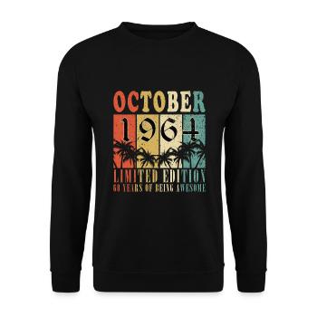 60. Jahrestag Oktober Jahr 1964 - Unisex Pullover - Schwarz - Vorne - Alina (178cm) & Michal (187cm)