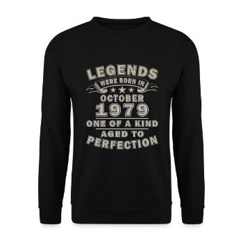 Octobre 1979 Cadeau d’anniversaire Octobre 1979 - Sweat-shirt Unisexe - noir - Devant - Alina (178cm) & Michal (187cm)