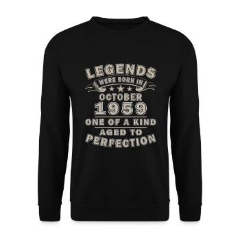 Oktober 1959 Jubiläum 1959 Legenden Oktober - Unisex Pullover - Schwarz - Vorne - Alina (178cm) & Michal (187cm)