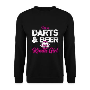 Darts & Bier Darten - Unisex Pullover - Schwarz - Vorne - Alina (178cm) & Michal (187cm)
