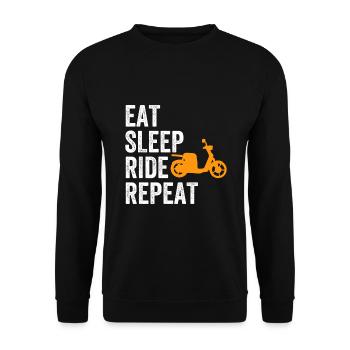 Moped Mofa Rollerfahrer Roller Sprüche Geschenk - Unisex Pullover - Schwarz - Vorne - Alina (178cm) & Michal (187cm)