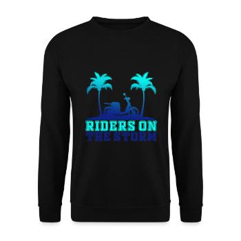 Motorroller Roller Rollerfahrer Geschenk - Unisex Pullover - Schwarz - Vorne - Alina (178cm) & Michal (187cm)