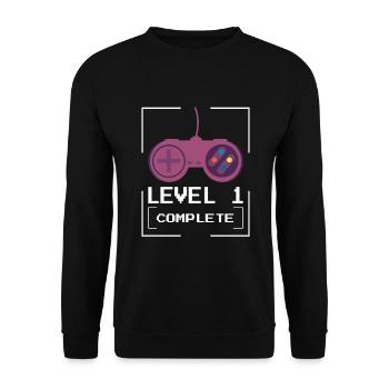 Level 1 complete 1 Birthday Game Console - Unisex Sweatshirt - black - Front - Alina (178cm) & Michal (187cm)
