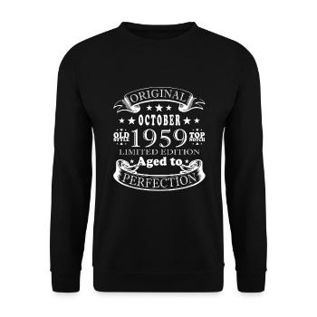 Anniversaire Octobre 1959 Original | Octobre 1959 - Sweat-shirt Unisexe - noir - Devant - Alina (178cm) & Michal (187cm)