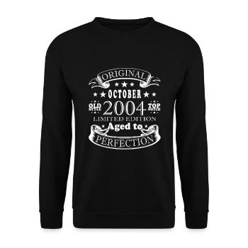 Mann Geburtstagsgeschenk 2004 Oktober 2004 - Unisex Pullover - Schwarz - Vorne - Alina (178cm) & Michal (187cm)