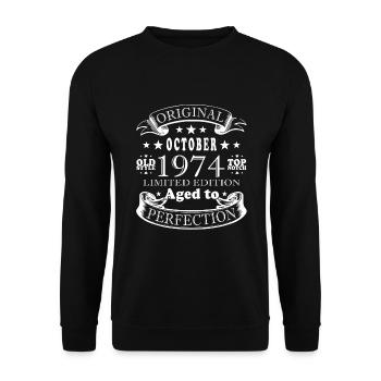 1974 October 1974 Birthday October 1974 Original - Unisex Sweatshirt - black - Front - Alina (178cm) & Michal (187cm)