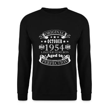Geboren im Oktober 1954 | Geburtstag Oktober 1954 - Unisex Pullover - Schwarz - Vorne - Alina (178cm) & Michal (187cm)