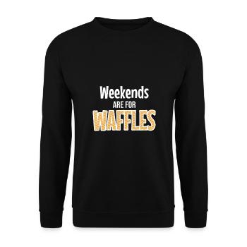 Waffle Weekend Saying Gift Idea Waffle - Unisex Sweatshirt - black - Front - Alina (178cm) & Michal (187cm)