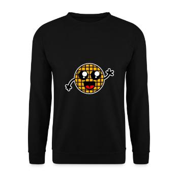 Waffle / Waffel Design - Unisex Sweatshirt - black - Front - Alina (178cm) & Michal (187cm)