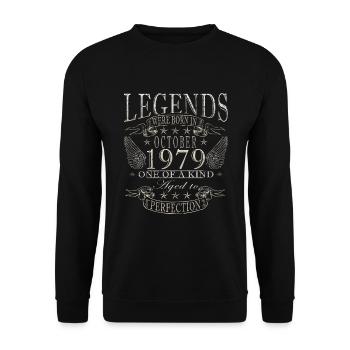 Geboren im Oktober 1979 Retro Jubiläum Oktober 197 - Unisex Pullover - Schwarz - Vorne - Alina (178cm) & Michal (187cm)