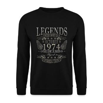 Vintage October 1974 Retro Birthday October 197 - Unisex Sweatshirt - black - Front - Alina (178cm) & Michal (187cm)