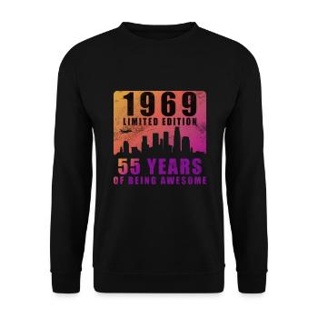 Hergestellt im Jahr 1969 55 Jahre Original - Unisex Pullover - Schwarz - Vorne - Alina (178cm) & Michal (187cm)