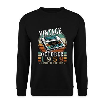 October 1959 Birthday Gift 1959 October - Unisex Sweatshirt - black - Front - Alina (178cm) & Michal (187cm)