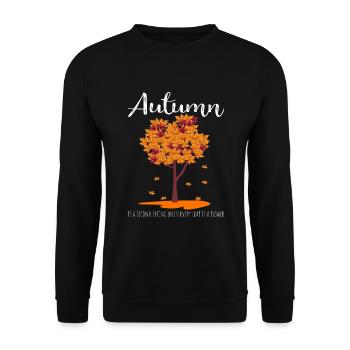Herbstbaum Orange Herbstblätter Die Jahreszeit - Unisex Pullover - Schwarz - Vorne - Alina (178cm) & Michal (187cm)