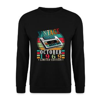 Vintage October 1969 - October 1969 Retro - Unisex Sweatshirt - black - Front - Alina (178cm) & Michal (187cm)