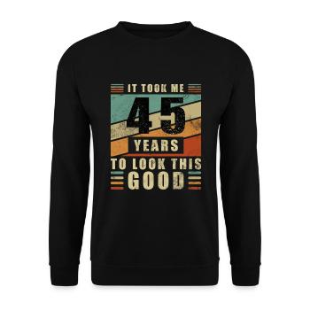 45. Geburtstag 45 Jahre - Unisex Pullover - Schwarz - Vorne - Alina (178cm) & Michal (187cm)