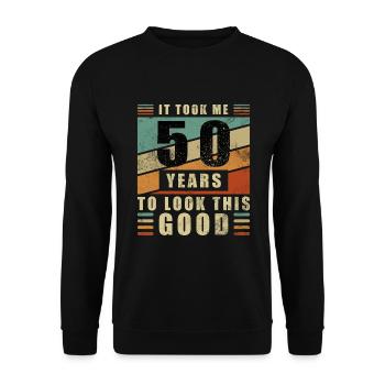 50 YEARS. 50th anniversary. BIRTHDAY 50 - Unisex Sweatshirt - black - Front - Alina (178cm) & Michal (187cm)