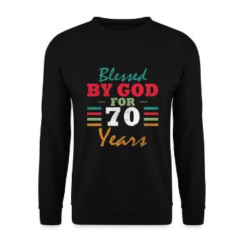 70 ans à dire félicitations, anniversaire - Sweat-shirt Unisexe - noir - Devant - Alina (178cm) & Michal (187cm)