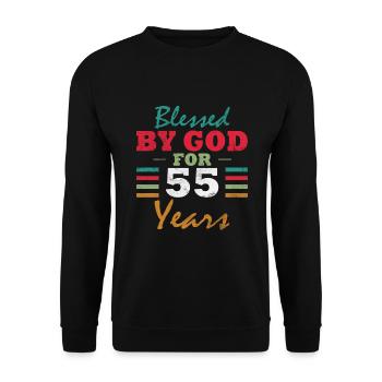 Geschenk zum 55. Geburtstag Spruch 55. Geburtstag - Unisex Pullover - Schwarz - Vorne - Alina (178cm) & Michal (187cm)