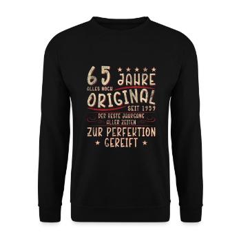 65e anniversaire 65 ans Rétro 65 ans - Sweat-shirt Unisexe - noir - Devant - Alina (178cm) & Michal (187cm)