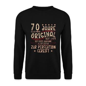 70 Geburtstag 70 Jahre Siebzig Geburtstag 1954 - Unisex Pullover - Schwarz - Vorne - Alina (178cm) & Michal (187cm)