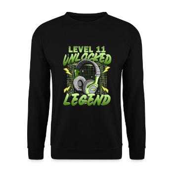 11th Birthday Gamer - Unisex Sweatshirt - black - Front - Alina (178cm) & Michal (187cm)