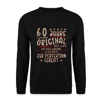60th Birthday - Unisex Sweatshirt - black - Front - Alina (178cm) & Michal (187cm)